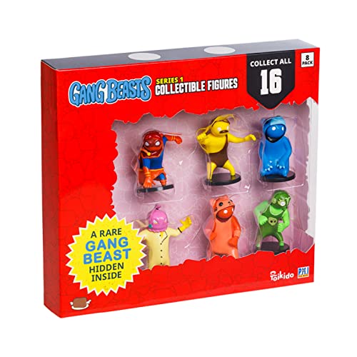 Gang Beasts Actionfiguren | Packung mit 8 | 6,3 cm Figuren für Kinder | Superhelden-Spielzeug für Jungen & Mädchen | Sammeln Sie 16 Mini-Spielzeuge | 1 versteckter seltener Charakter Offizielle von P.M.I.