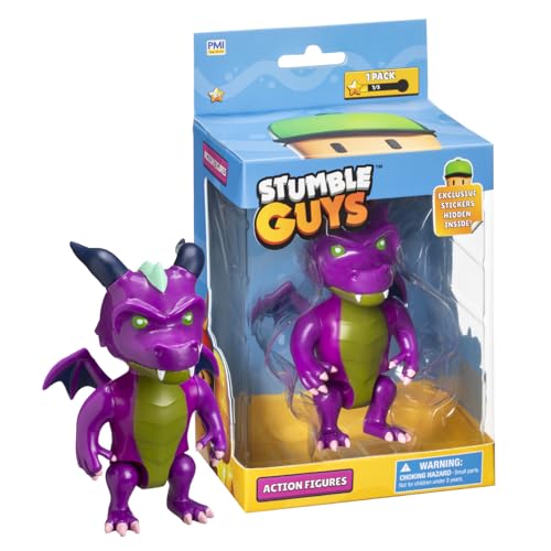 Stumble Guys Serie 2 | bewegliche Actionfigur – 11,4 cm großes Sammelspielzeug | 1 Packung Sichtfenster mit versteckten Aufklebern | 4 einzigartige Charaktere zum Sammeln (Dusk Dragon) von P.M.I.