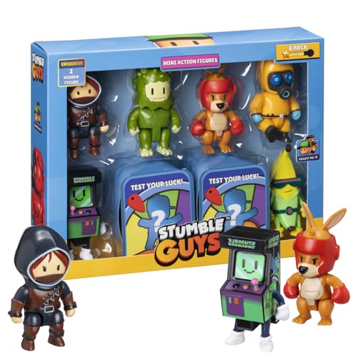 Stumble Guys Serie 2 | bewegliche Mini-Actionfiguren | 8er-Pack Deluxe-Box | Enthält 6 ikonische Charaktere + 2 seltene versteckte Figuren | 12 Stile zum Sammeln (Sortiment A) von P.M.I.