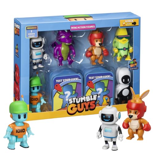 Stumble Guys Serie 2 | bewegliche Mini-Actionfiguren | 8er-Pack Deluxe-Box | Enthält 6 ikonische Charaktere + 2 seltene versteckte Figuren | 12 Stile zum Sammeln (Sortiment B) von P.M.I.