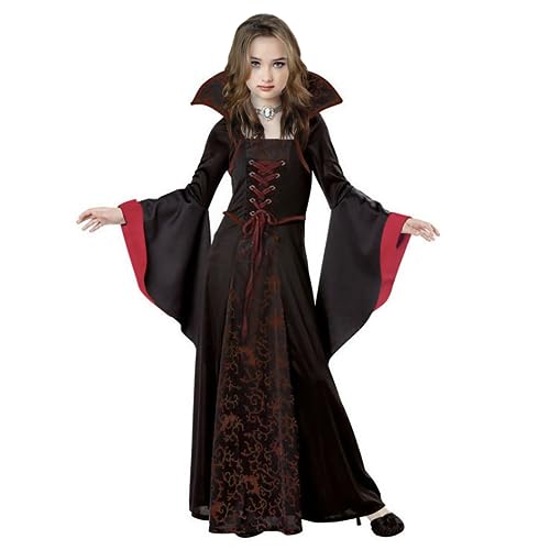 PABTID Vampir Kostüm Mädchen Halloween Kostüme Kinder Gothic Kapuzen Vampirkostüm Halloween Verkleidung Fasching Karneval Cosplay Party Kleid (120) von PABTID