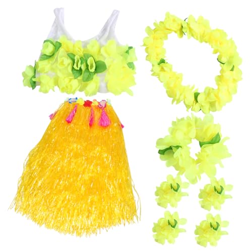 PACKOVE 1 Satz Bunter Grasrockanzug Luau Partyrock Hawaiianische Armbänder Sommer-luau-rock Luau-partyzubehör Hawaiianische Grasröcke Hawaiianisches Hula-kostüm Hawaiisch Kunststofffaser von PACKOVE