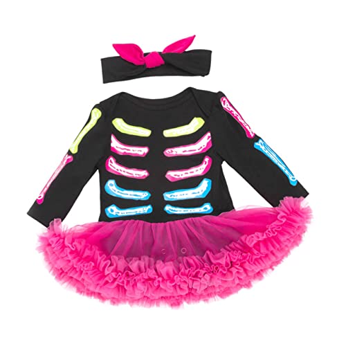 PACKOVE 1 Satz Festival-skelett-kleid Kleinkind Stirnband -mädchen-outfit Halloween-babyspielanzug Neugeborenen-outfits -kit Kinder-outfits Kinderkoffer Anzug Für Kinder Baumwolle von PACKOVE