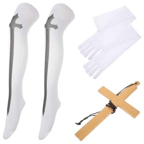 PACKOVE 1 Satz Karnevalsnonnen-Set Körper aufblasbares Kostüm Die Zubehör Halloweenkostüm trachtenstrümpfe Festliche Accessoires Kreuzanhänger Nonnen-Outfit Nonnenkostüm für Damen Stoff von PACKOVE