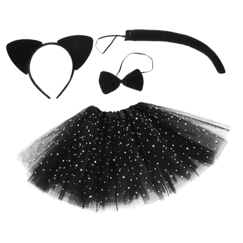 PACKOVE 1 Satz Katzenkostümzubehör für Mädchen Zubehör für Tierkostüme Halloween-Tutu-Rock halloween costume halloween kleidung Katzenstirnband für Ohr- und -Cosplay Stoff von PACKOVE