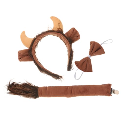 PACKOVE 1 Satz Ochsentier-Kopfschmuck Kuhkopfschmuck Kuhschwänze Stirnband Kleidung Tierschwanzstütze Cosplay Kuhkostüm niedlich Requisiten schmücken Vieh Kind 3-teiliges Set Stoff von PACKOVE