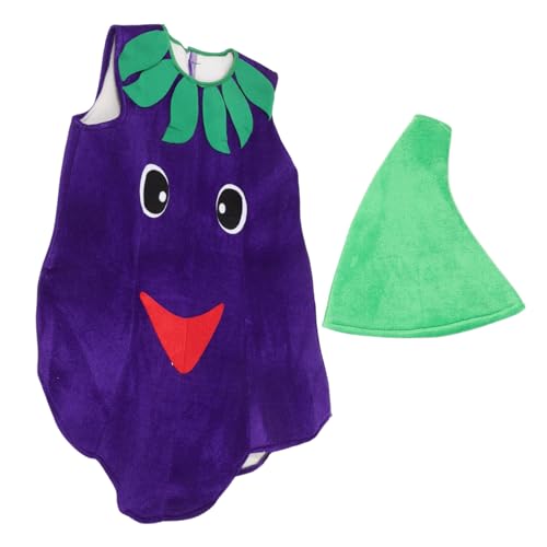 PACKOVE 1 Satz Schwamm-Auberginen-Kostüm Bühnenoutfit Kinderkostümparty kinderparty Cosplay-Kostüm für Gemüsekostüm für Kindertags-Auberginen-Kostüm-Requisite Vinylon von PACKOVE