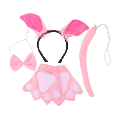 PACKOVE 1 Satz Schweinchen Anzug Kopfband Dekoration für Kinder Cosplay Stirnband Schweinekopfbedeckung Stirnband mit Tierohren dekoratives Kostüm Fliege Stoff Rosa von PACKOVE