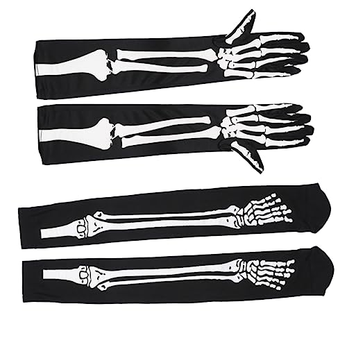 PACKOVE 1 Satz Skelett Skelett Handschuhe & Socken Halloween-socken Kostümzubehör Für Halloween Halloween-schädelstrümpfe Skelett Socken Halloween-zubehör Halloween-skelett Polyester Black von PACKOVE