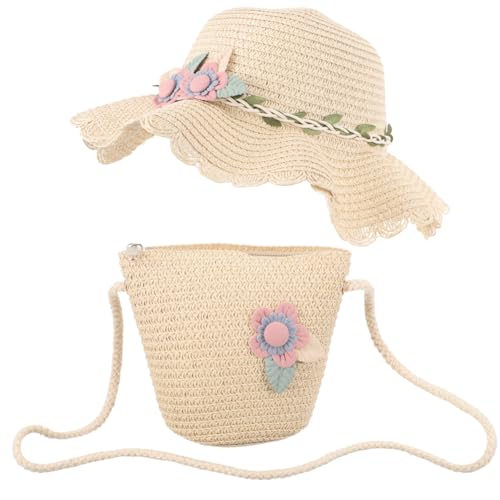 PACKOVE 1 Satz Strandhut für Mädchen Strohhut strohhüte für Strohhut für Strandhut für Bademütze Sombrero de Strohhüte für kleine Mädchen Strohhut und Tasche von PACKOVE