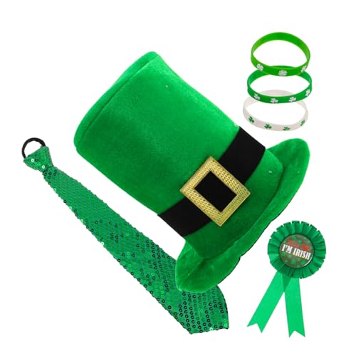 PACKOVE 1 Satz Urlaubsset Festliche Outfits grüner Zylinder Shamrock-Brille st patricks day kostüme für damen Klee Kostüm st patricks day hut st. Patricks Day Accessoires Stoff Green von PACKOVE