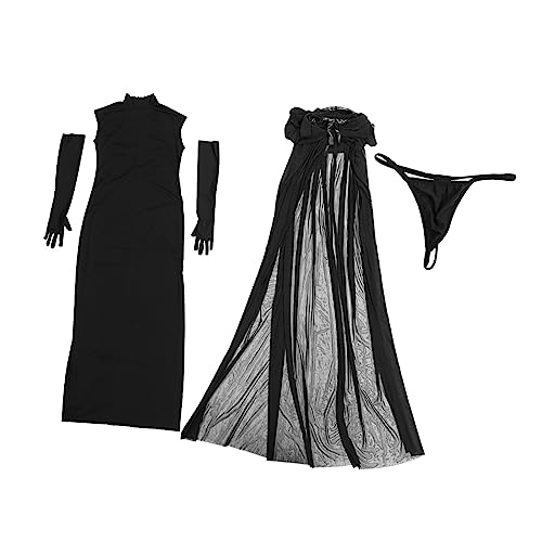 PACKOVE 1 Satz Vampir Hexenkleid Frauenkostüm Outfit für Mädchen Brautkleid Kapuzenumhang halloween umhang halloween costume Hexen-Cosplay-Kleidung Halloween-Cosplay-Kleid Polyester Black von PACKOVE