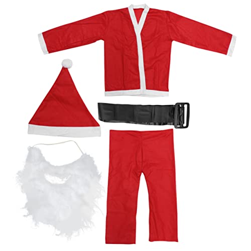 PACKOVE 1 Satz Weihnachtskostüm Winter-party-anzug-kit Weihnachtsmann-overall-kostüm Weihnachtsmann Weißer Bart Weihnachtsmann-kostüm Weihnachtsmann-outfit Weihnachtsmann Anzug Vlies von PACKOVE