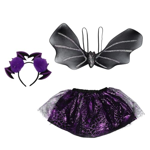 PACKOVE 1 Satz dreiteiliger Satz Flügel Fledermauskostüm Rock Abschlussballanzüge halloween kinder party halloween kinderparty Fledermaus-Cosplay-Kostüm Kinder, die Kleidung vorführen von PACKOVE