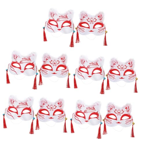 PACKOVE 10 Stk Fuchs Maske Cosplay-kostüm-maske Fuchsmaske Ballmaske Tiere Masken Cosplay-masken Karneval Augenkostüm Japanische Masken Halbgesichtsmaske Karnevalsmasken Rot Knopfbatterie von PACKOVE