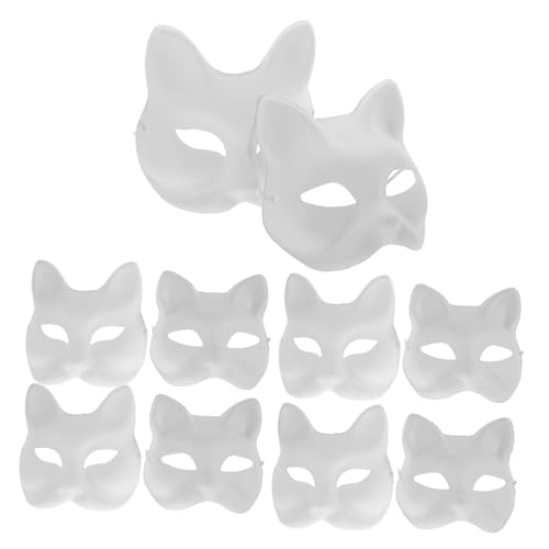 PACKOVE 10 Stück Teiliges Weiße Fox und Katzen Masken aus Unbemalt Leichte DIY Halbgesicht Tiermasken zum Bemalen für Maskerade Halloween Cosplay und Kostümpartys PACKOVE 10 Stück Teiliges Weiße Fox und Katzen Masken aus Unbemalt Leichte DIY Halbgesicht Tiermasken zum Bemalen für Maskerade Halloween Cosplay und Kostümpartys von PACKOVE