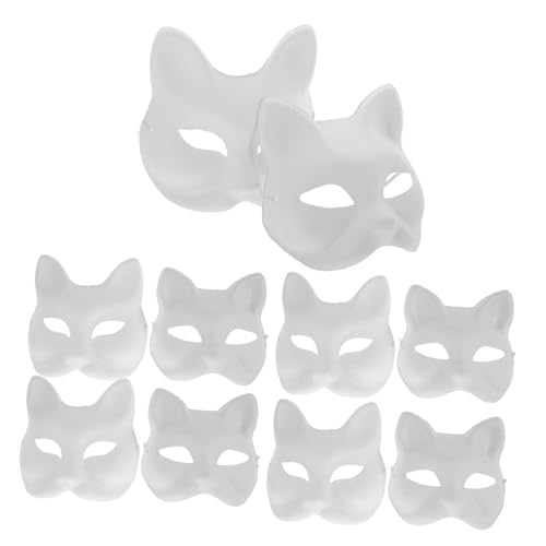 PACKOVE 10st Handbemalte Maske Halloween-cosplay-masken Maskerade-maske Bemalbare Masken Tierzeichnungsmasken Wolfsmaske Katze Cosplay-maske Fuchs Leere Maske Diy-bastelmaske Weiß Plastik von PACKOVE