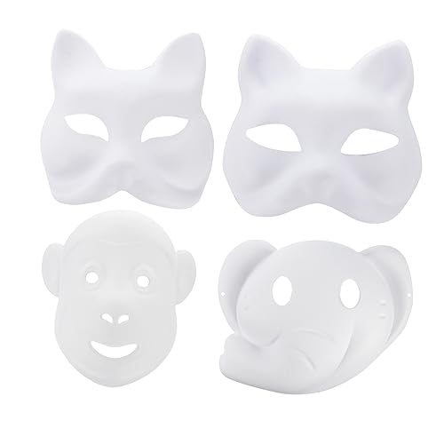 PACKOVE 12St leere Maske halloween masken halloweenmaske Rollenspiel Masken halloween gesichtsmaske Bastel Masken leere Tiermaske Waldtiere Ratte Papiermaske für DIY unbemalte Maske Weiß von PACKOVE