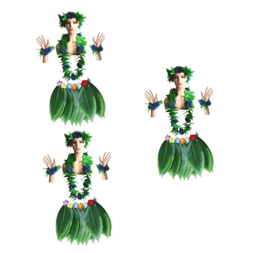 PACKOVE 15 Stk grüne Outfits Künstliche Blumengirlande grüne Girlande Hawaiischer Rock grüner Kranz hochzeitsdirndl goldhochzeit Green leaf garland hula milla junplee hula bläulich Blue von PACKOVE