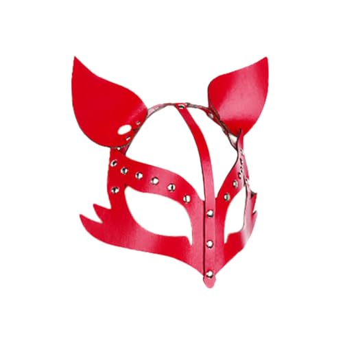 PACKOVE 1stk Aus Fuchsleder Fuchs Katze Accessoires Für Damen Halber Fuchs Halloween-requisiten Cosplay- Für Party Requisite Für Tanzpartys Persönlichkeitsmasken Rot Pu- von PACKOVE