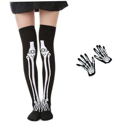 PACKOVE 2 Paar halloween hohe socken halloween handschuhe halloween socken halloween decorations Frauen Strümpfe Fußballanhänger für Armbänder Halloween-Socken Halloween lange Socken Black von PACKOVE