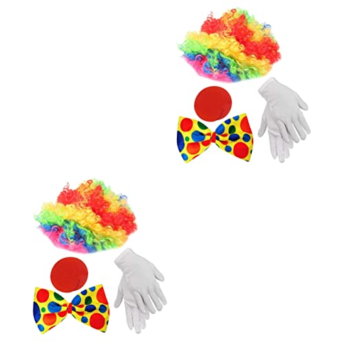 PACKOVE 2 Sätze Clown Verkleiden Clownnasen Kostüme Für Erwachsene Clown-dekore Kostüm Für Männer Clown-kostüm-requisite Clown-cosplay-zubehör Clown-fliege Clown-zubehör Handschuhe Plüsch von PACKOVE