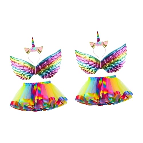 PACKOVE 2 Sätze Cosplay-kleid Für Kinder Kinderkostüm Einhorn Cartoon-kostüm Für Kinder Einhorn-stirnband Für Kinder Einhorn-cosplay-zubehör Regenbogen-einhornrock Einhornrock Für Kinder von PACKOVE