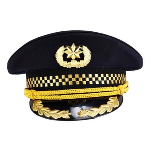 PACKOVE 2 Stk Hut Mit Großer Krempe Hüte Für Männer Hüte Für Kinder Matrosenmützen Hut Für Kinder Airline-pilotenmütze Herrenhüte Ausgestattet Marineblauer Hut Admiral Hut Baumwolle Black von PACKOVE