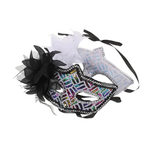 PACKOVE 2 Stück Halbe Gesichtsmasken Damen mit Seitlicher Blumenverzierung Pailletten-masken Leicht und Angenehm für Karneval Halloween Hochzeiten und Festliche Anlässe PACKOVE 2 Stück Halbe Gesichtsmasken Damen mit Seitlicher Blumenverzierung Pailletten-masken Leicht und Angenehm für Karneval Halloween Hochzeiten und Festliche Anlässe von PACKOVE