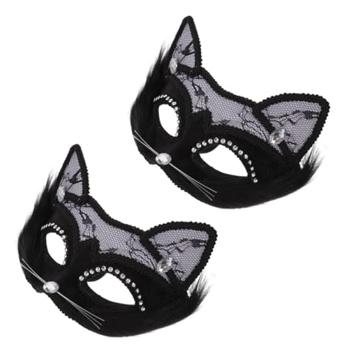 PACKOVE 2 Stück Maskerade Maske Wolf Masken Pelzige Maske Bausatz Halloween-maske Maskerademaske Kostüm Katze Gesichtsmaske Katzenmasken Maskerade Katzenmaske Pelzig Halloween Pvc Black von PACKOVE