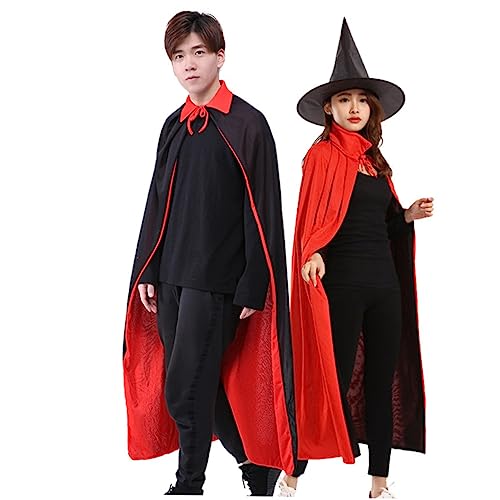 PACKOVE 2 Teiliges Halloween Umhang Set Für Erwachsene Und Schwarzes & Rotes Vampir Cosplay Cape Mit Stehkragen Und Hexenhut Perfektes Kostümzubehör Für Halloween Feiern Und Karneval von PACKOVE