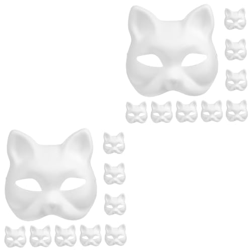 PACKOVE 20 Stk Zellstoff-Maske katzenmaske hallowen masks katzen maske faschings masken karnevals masken Tier-Halbgesichtsmasken Tiermasken verkleiden Maskerade-Maske leere Maske Papier von PACKOVE