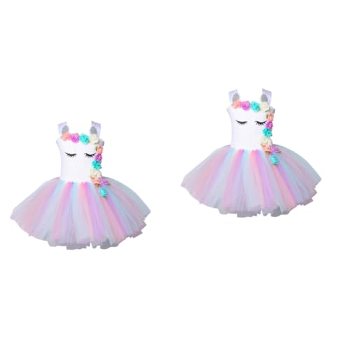 PACKOVE 2St Einhorn-Outfit halloween costume halloween kleidung halloween kostü Kinder-Outfit halloween kostpm Regenbogen-Tutu-Kleid Einhorn-Tutu-Kleid Regenbogen Tutu Kleid Einhorn von PACKOVE