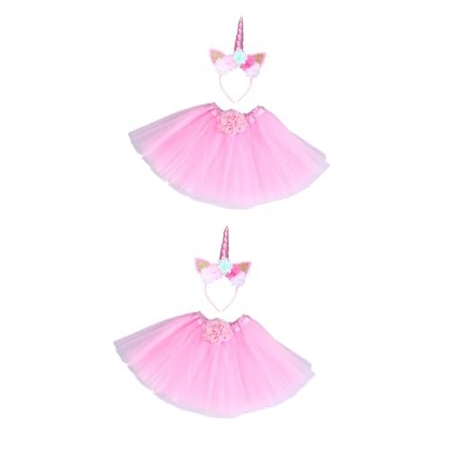 PACKOVE 2St Feenkostüme tutu kinder TUTU Rock Kinder Halloween-Kostüme für Mädchen Einhorn Mädchen Tutu Rock Mädchen-Outfit trachtenstutzen kinder Mädchenkostüme Kinderkostüme Rosa von PACKOVE