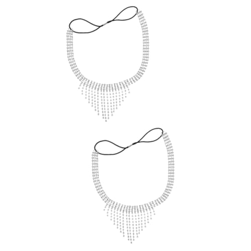 PACKOVE 2St Strass-Augenkette Individuelles Aussehen Silberfarbenes Accessoire Edelstein Maske Strasssteine Ketten Halloween-Gesichtsmaske Strassmasken für Frauenmaskerade Seil von PACKOVE