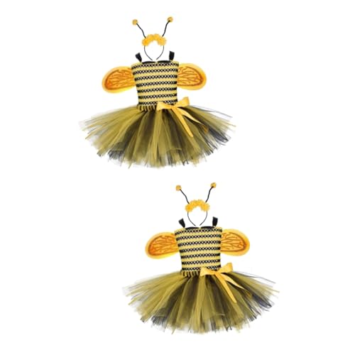 PACKOVE 2st Gazerock Für Mädchen Babykostüm Bienenkostüm Haarband Bienen-cosplay-kleid Schickes Kleinkinderkleid Bienenantennen-stirnband Kinderkostüm Mädchen Verkleiden Sich Kleidung von PACKOVE