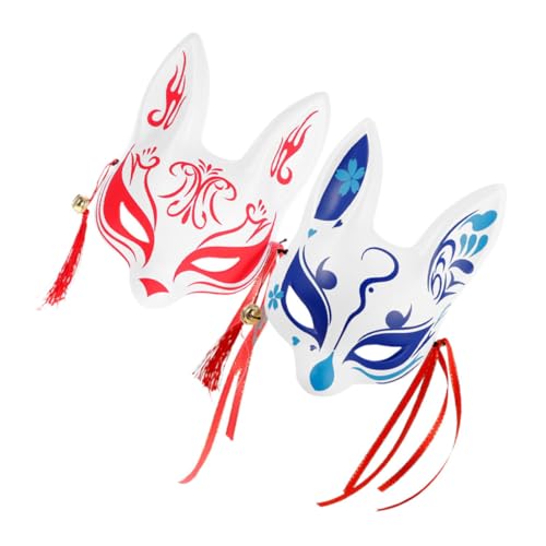 PACKOVE 2st Japanische Fuchs-dämonenmaske Chinesische Maske Wolfsmaske Tiergesichtsmaske Weiße Plastikmaske Ihre Eine Maske Japanische -maske Katzenmasken Zum Bemalen Gang Pvc von PACKOVE