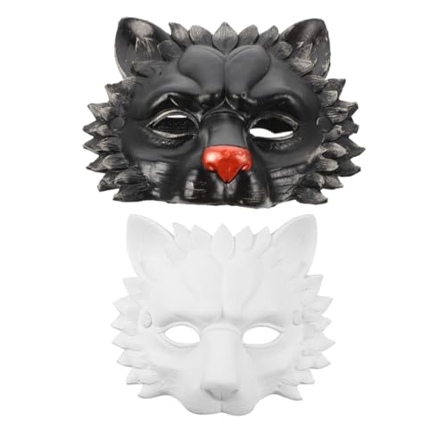 PACKOVE 2st Löwenmaske Karnevalsmasken Karneval-maske Gruselige Tiermaske Cosplay Maske Venezianische Maske Tierische Halbmaske Festival-party-masken Fuchsmasken Wolfsmaske Pu-schaum von PACKOVE