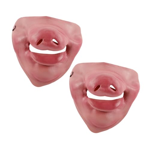 PACKOVE 2st Lustige Maske Schweinekopfmaske Lustige Halbgesichtsmasken Tierkopfmasken Maskerade Masken Kopfmasken Für Erwachsene Karneval- -masken Maskenkostüm Rosa Emulsion von PACKOVE