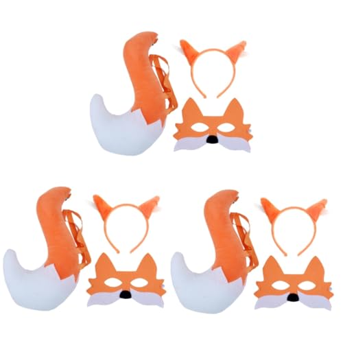 PACKOVE 3 Sätze Fuchs-Anziehset Kinder-Cosplay-Set Fuchs Verkleidung Kinder Cosplay-Kostüm für Kinder Cosplay-Fuchsmaske Zubehör für Tierkostüme dekoratives Stirnband Plastik Orange von PACKOVE