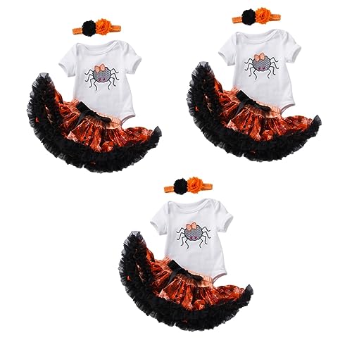 PACKOVE 3 Sätze Halloween-Kleideranzug faschingskostüme halloween halloween-dekoration Halloween-Haarteil Halloween Kostüme Strampler Babykleidung -Halloween-Kurzarm-Spielanzug von PACKOVE