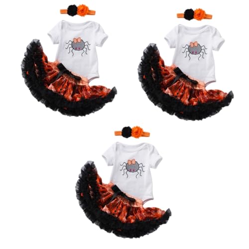 PACKOVE 3 Sätze Halloween-kleideranzug -tutu-kleid Kleinkinderkleidung Für Mädchen Kleidung Für Kleinkinder -halloween-kostüme Halloween-haarteil Säuglingsspielanzug Baumwolle von PACKOVE