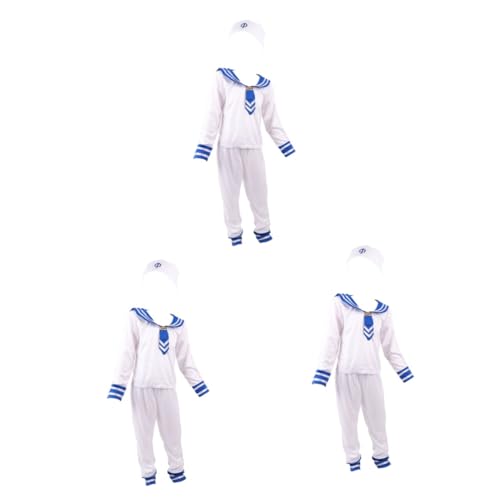 PACKOVE 3 Sätze Matrosenanzug für Kinder Matrosenkostüm für Herren Partykostüm Cosplay-Kostüm kinderkleider kinderkleidung Performance-Kostüm Matrosenuniform Polyester Weiß von PACKOVE