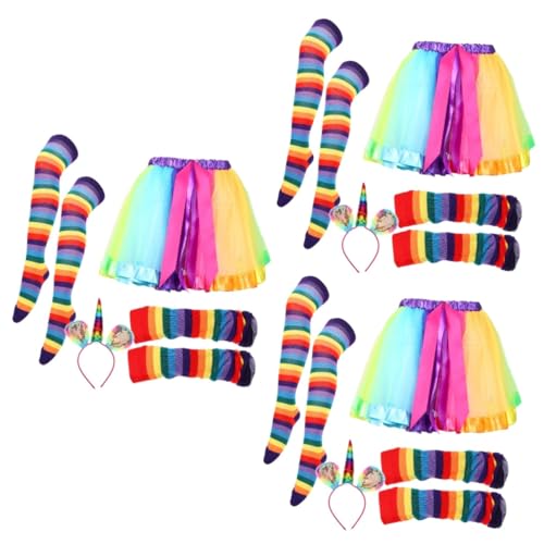 PACKOVE 3 Sätze Regenbogen-Anzug Cosplay-Accessoire für Erwachsene Cosplay-Outfits costume de halloween halloweenkostüme Regenbogen-Handschuhe kopfbedeckung dekor Polyester (Polyester) von PACKOVE