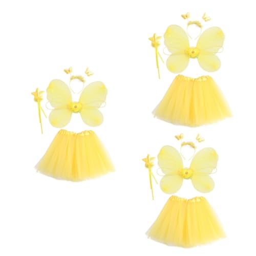 PACKOVE 3 Sätze Schmetterlingsflügel Vierteiliges Set Rosa Gelbe Kostüme Stolz Tutu Schmetterlingskostüm Für Mädchen Kostüm Kinder Tutu Für Kleine Mädchen Marienkäfer Dame Yellow Strümpfe von PACKOVE