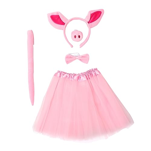 PACKOVE 3 Sätze Schweine Kostüme Kostüm Stirnbänder Outfit Schweinekostüm Pelziger Halloween Kleinkind-tutu Mädchen Kuscheltiere Tier-cosplay-kostüm Babykostüm Rosa Stoff von PACKOVE