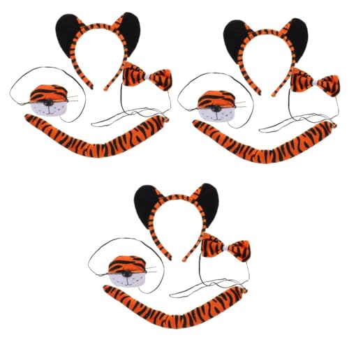 PACKOVE 3 Sätze Tiger-Anzug Tiger Kostümzubehör Tiger-Party-Dekorationen Tigerschwanz-nasenfliege Tiger Kostüm Kleinkind Fliege Kleinkind Kostüm Tiger-Cosplay-kit Tigerkostüm Stoff von PACKOVE