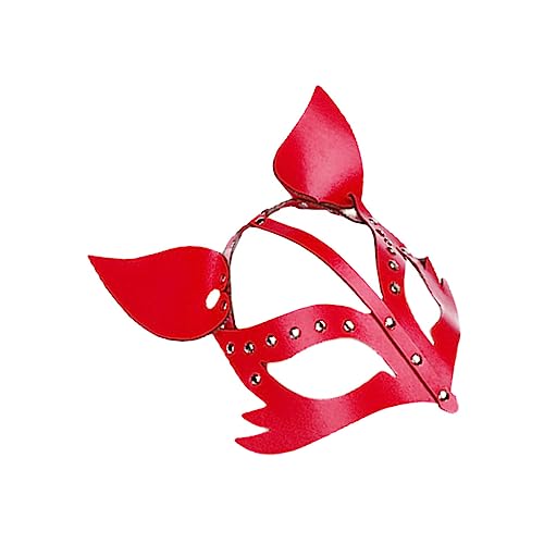 PACKOVE 3 Stk aus Fuchsleder Halbgesichtsfuchs Tiermasken Füchse Kostüm-Party- halloween masken halloweenmaske Füchse Cosplay- Füchse entwerfen PU- rot von PACKOVE