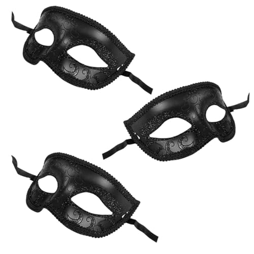 PACKOVE 3 Stück Teiliges Venezianische Halbgesichts Masken aus Stabilem Kunststoff Vintage Masquerade Masken für Halloween Karneval Maskenball und Cosplay Partys Schwarz Unisex PACKOVE 3 Stück Teiliges Venezianische Halbgesichts Masken aus Stabilem Kunststoff Vintage Masquerade Masken für Halloween Karneval Maskenball und Cosplay Partys Schwarz Unisex von PACKOVE