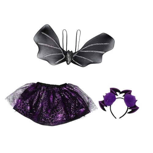 PACKOVE 3 Teiliges Halloween Kostü Für Mit Fledermaus Flügeln Perfektes Party Outfit Für Karneval Und Maskerade Ideales Kostü Für Rollenspiele Und Aufführungen von PACKOVE